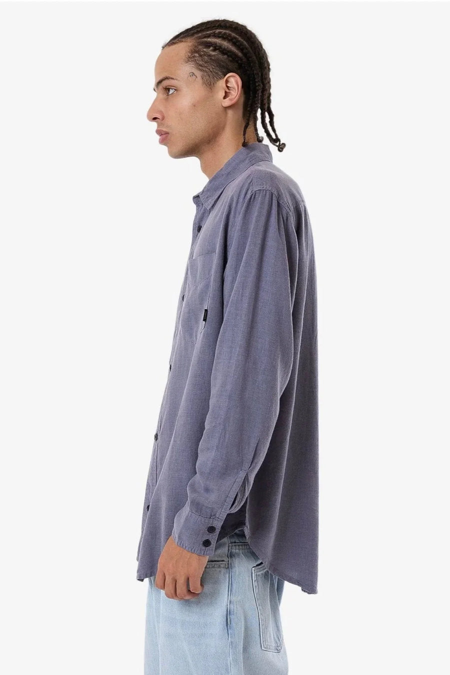 Thrills - Hemp Thrills Oversized Long Sleeve Shirt in Grey Ash