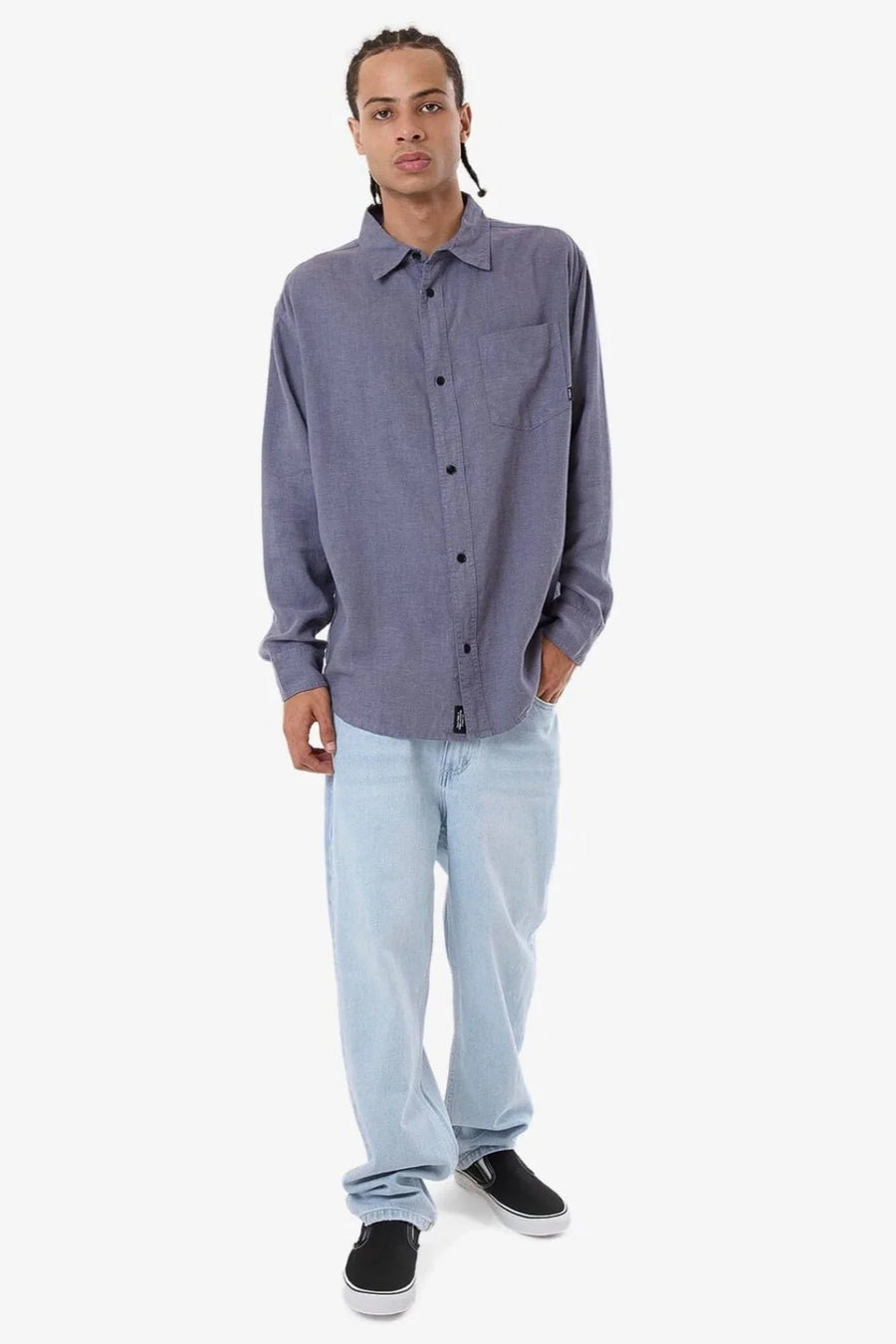 Thrills - Hemp Thrills Oversized Long Sleeve Shirt in Grey Ash