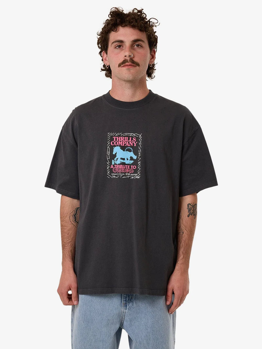 Thrills - Chain of Formation Box Fit Oversized Tee in Dark Charcoal