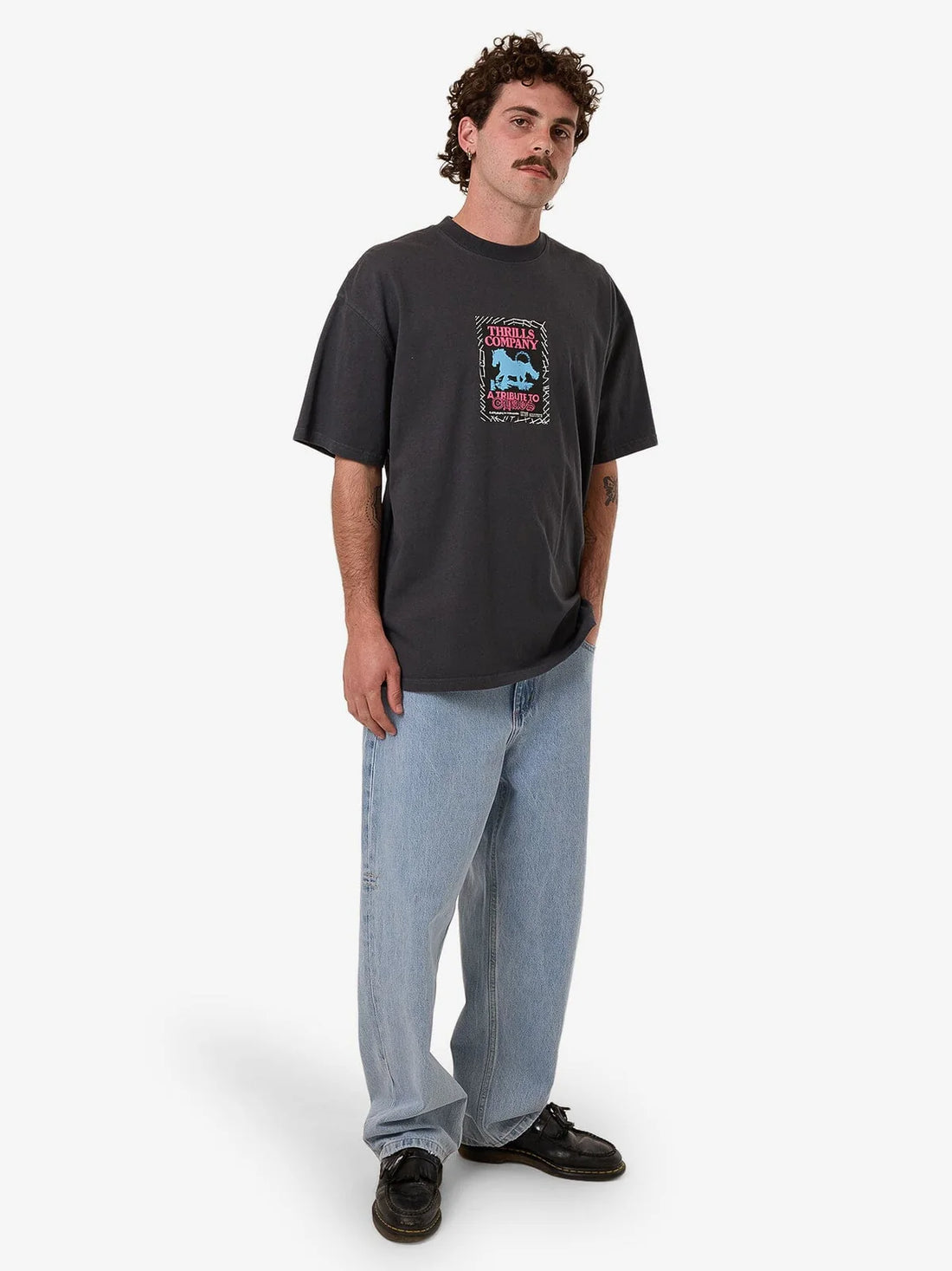 Thrills - Chain of Formation Box Fit Oversized Tee in Dark Charcoal