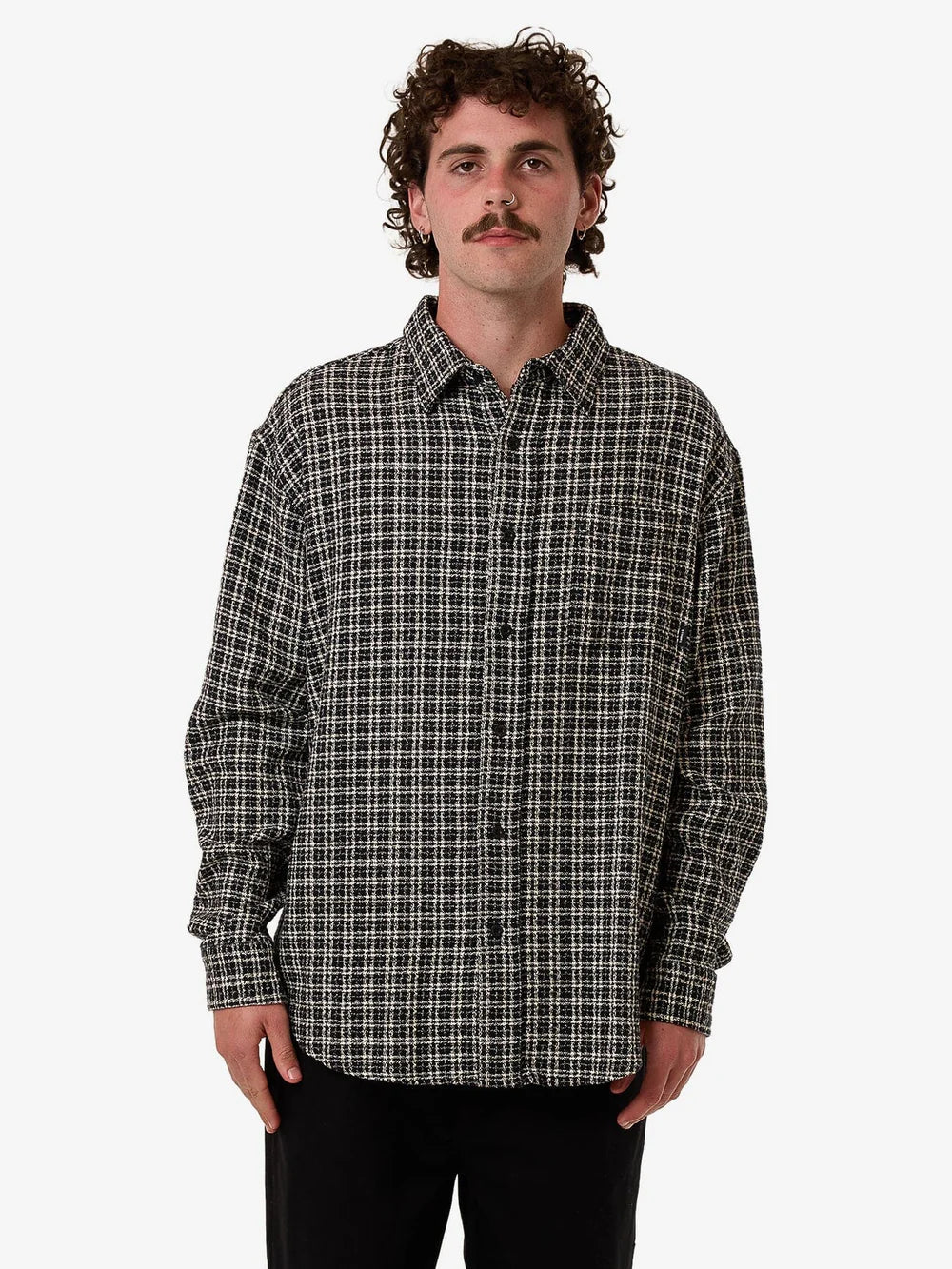 Thrills - Hazed Long Sleeve Shirt in Black