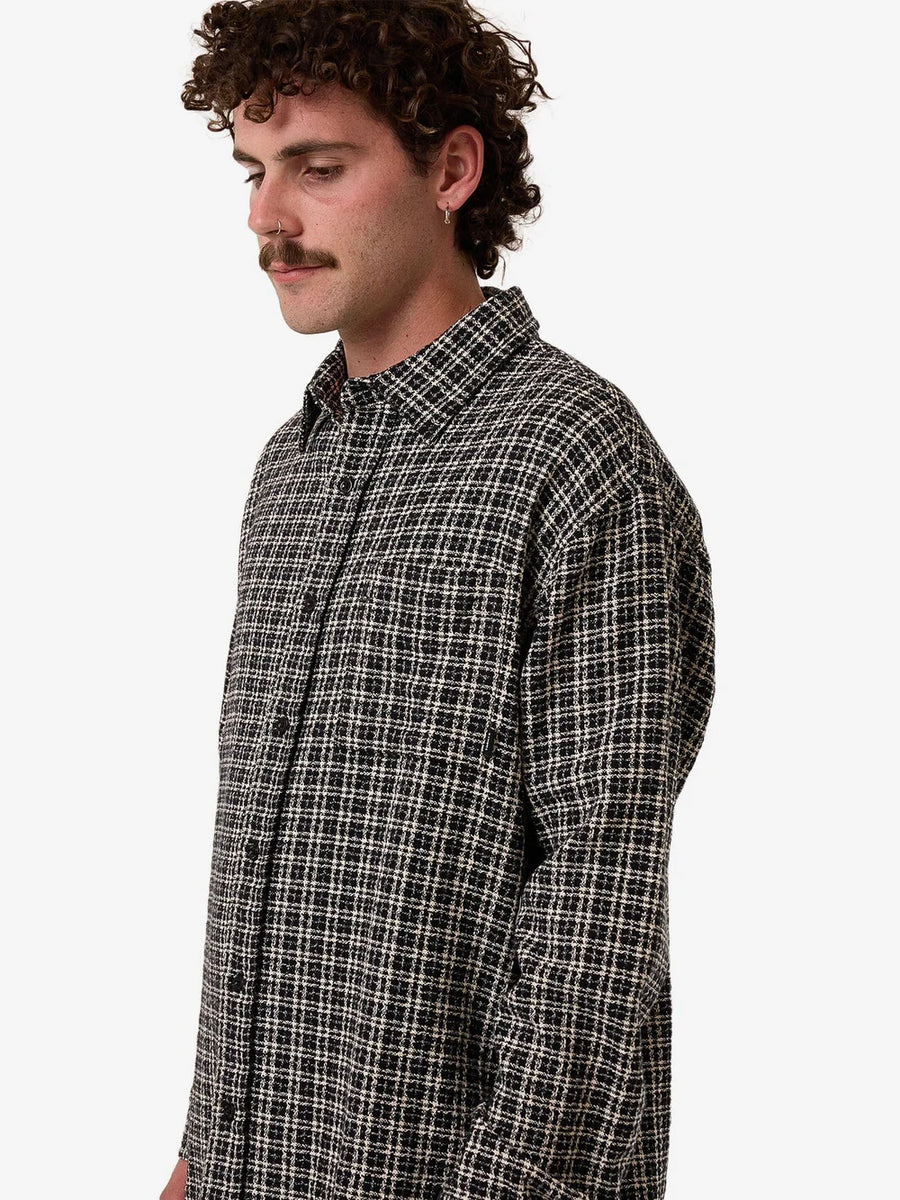 Thrills - Hazed Long Sleeve Shirt in Black