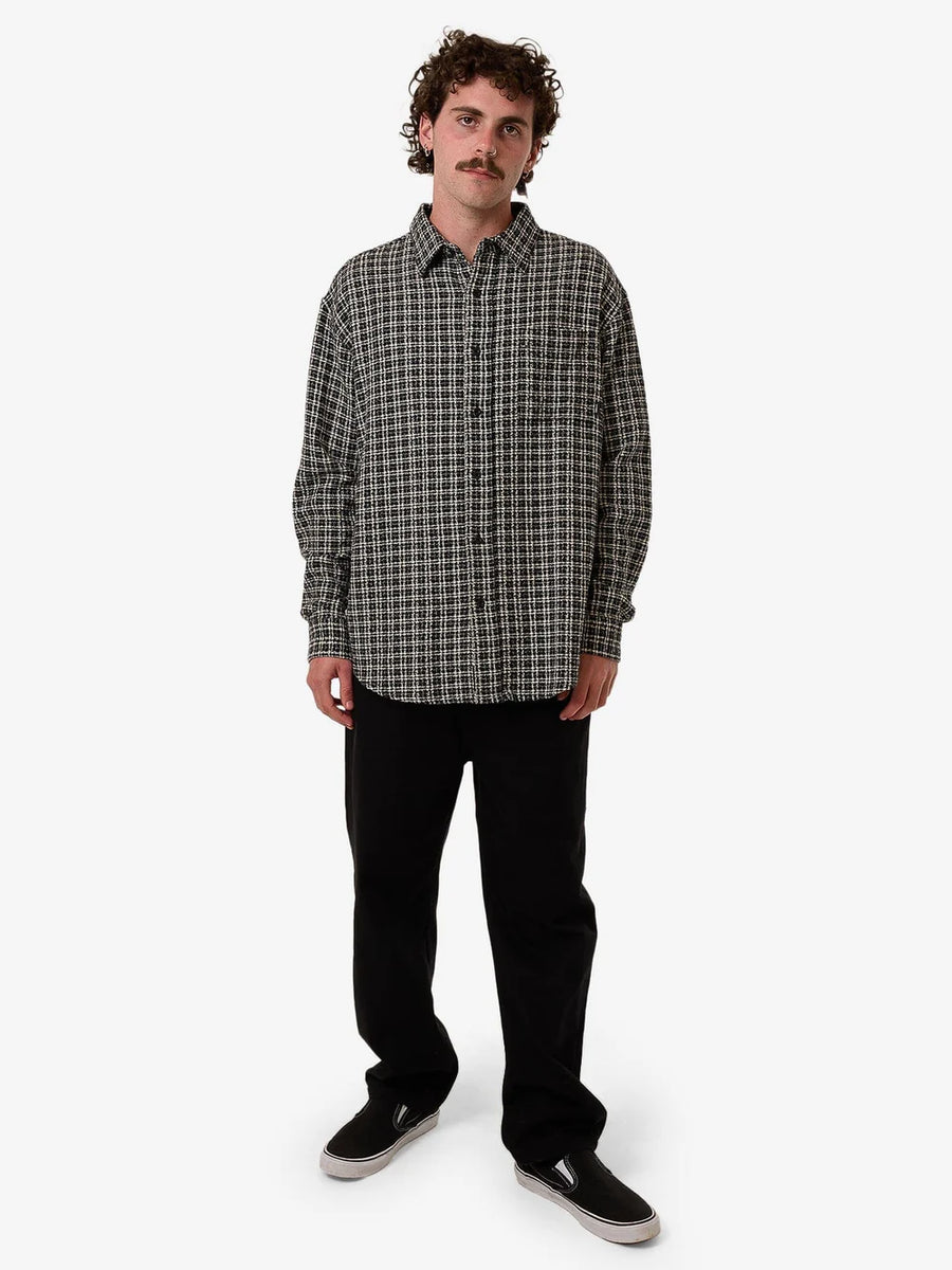 Thrills - Hazed Long Sleeve Shirt in Black