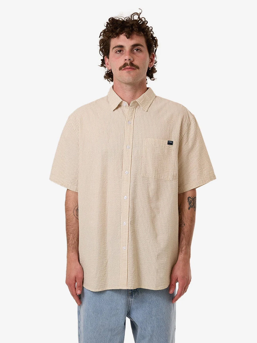 Thrills - Locked in Stripe Short Sleeve Shirt in Heritage White