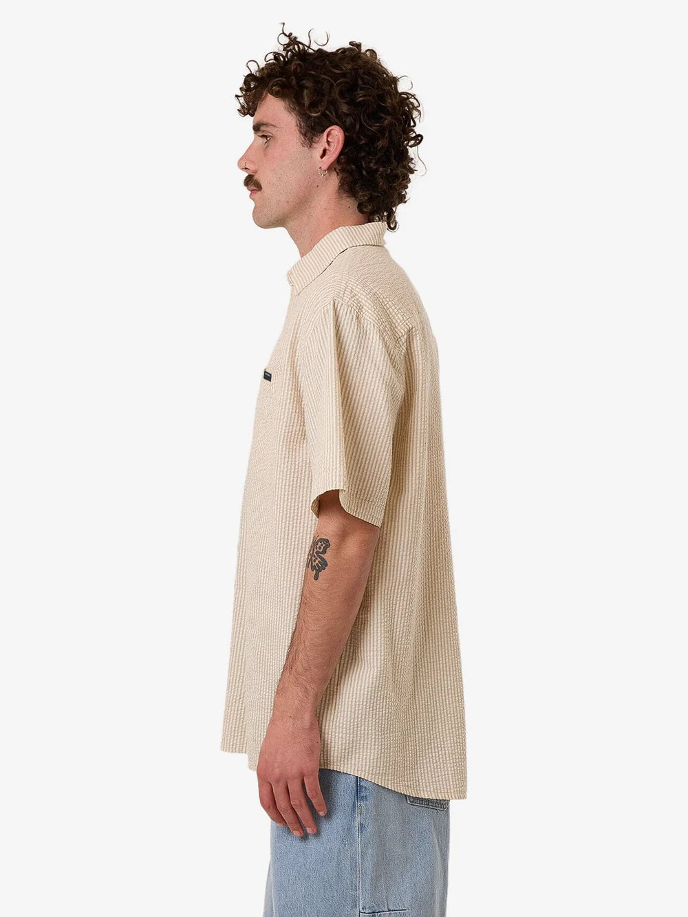 Thrills - Locked in Stripe Short Sleeve Shirt in Heritage White