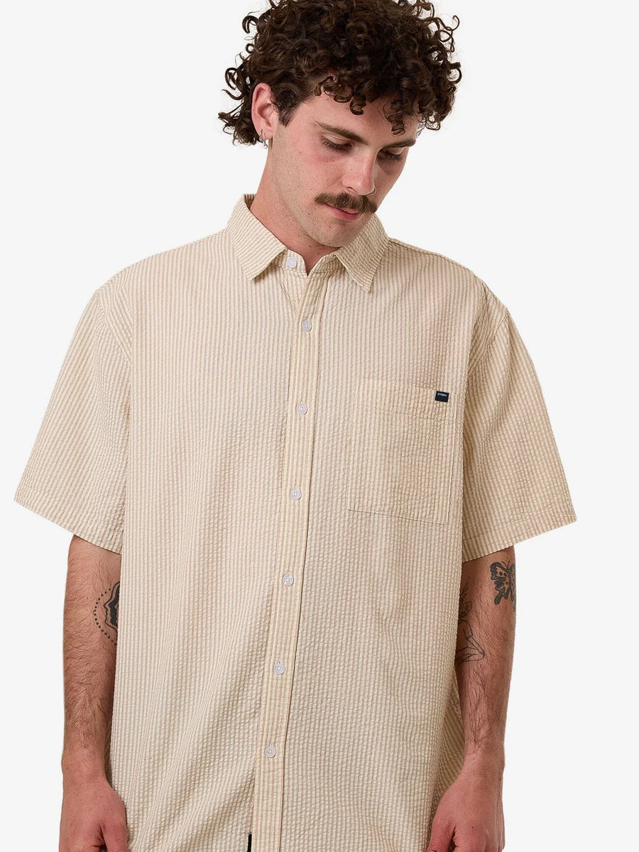 Thrills - Locked in Stripe Short Sleeve Shirt in Heritage White