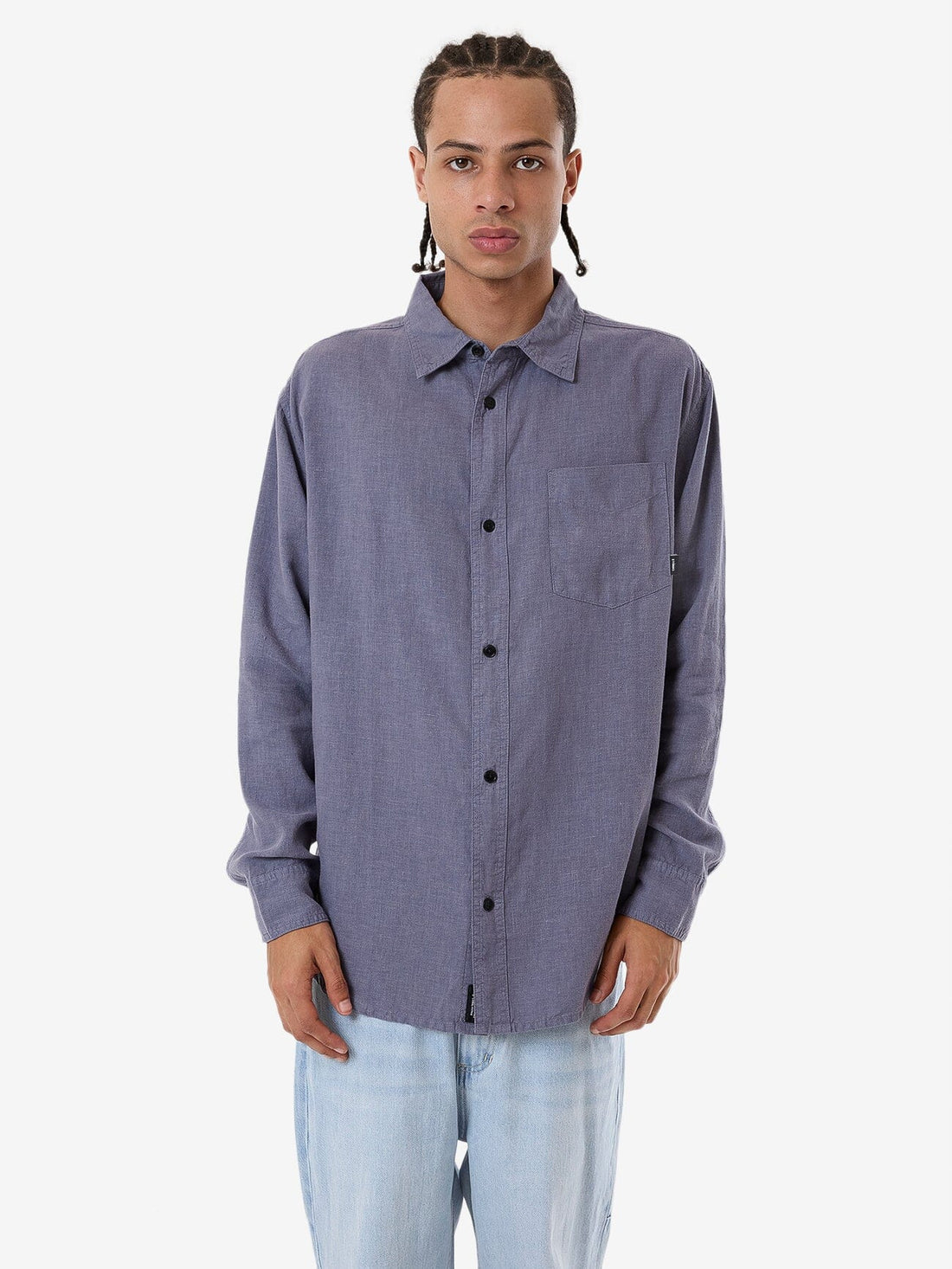 Thrills - Hemp Thrills Oversized Long Sleeve Shirt in Grey Ash