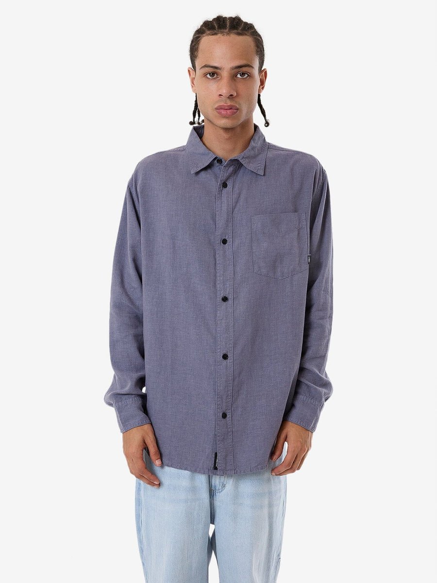 Thrills - Hemp Thrills Oversized Long Sleeve Shirt in Grey Ash