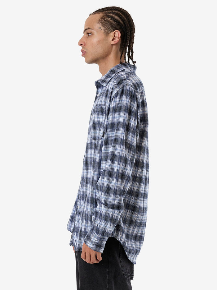 Thrills - Friendly Service Flannel Long Sleeve Shirt in Iceberg