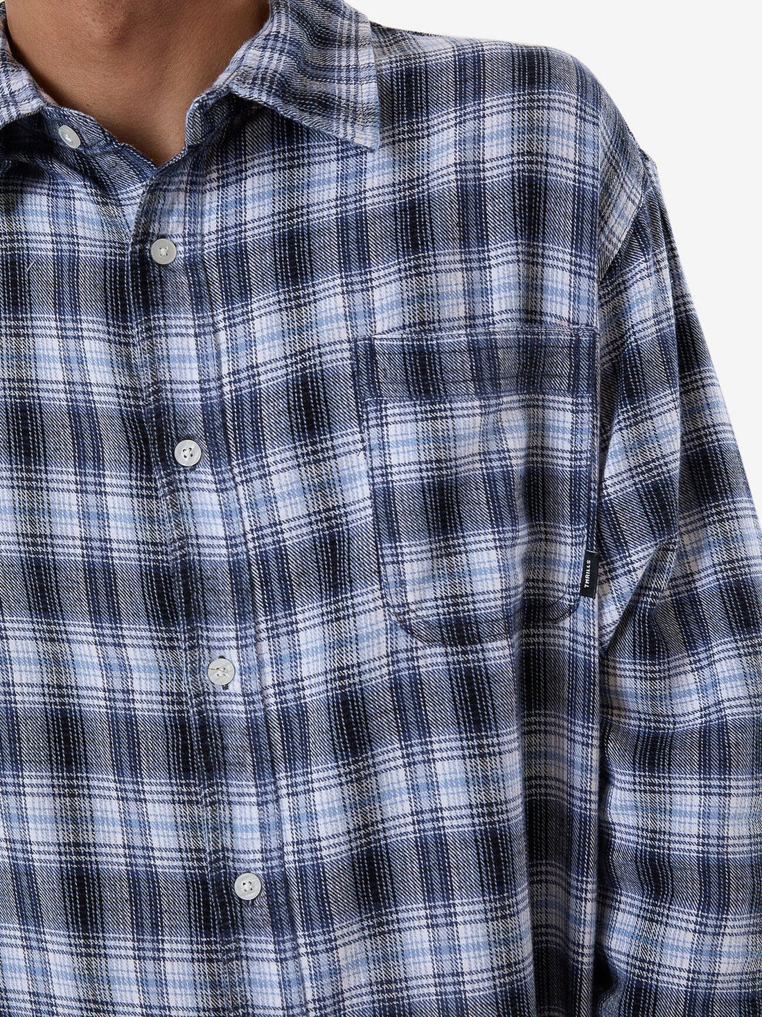 Thrills - Friendly Service Flannel Long Sleeve Shirt in Iceberg