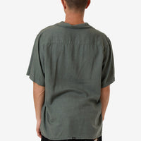 Thrills - Hemp Minimal Thrills Contrast Stitch Bowling Shirt in Dark Forest