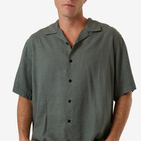 Thrills - Hemp Minimal Thrills Contrast Stitch Bowling Shirt in Dark Forest