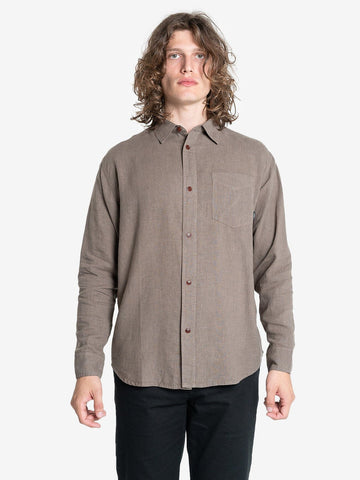 Thrills - Hemp Minimal Thrills oversized Long Sleeve Shirt in Light Canteen