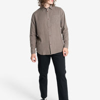 Thrills - Hemp Minimal Thrills oversized Long Sleeve Shirt in Light Canteen