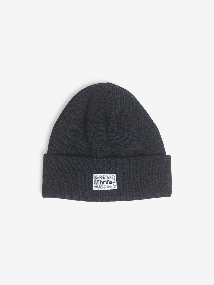 Thrills - Controlled Damage Knit Beanie in Black