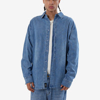 Thrills - Canyon Oversized Long Sleeve Denim Shirt in Dark Dust Blue