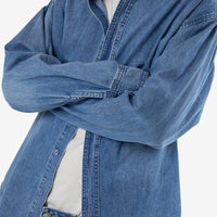 Thrills - Canyon Oversized Long Sleeve Denim Shirt in Dark Dust Blue