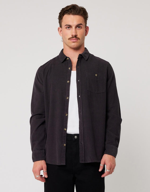 ROLLAS - Men at Work Cord Shirt in Black