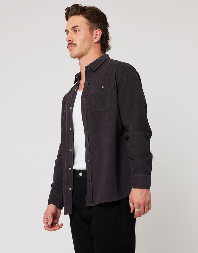 ROLLAS - Men at Work Cord Shirt in Black