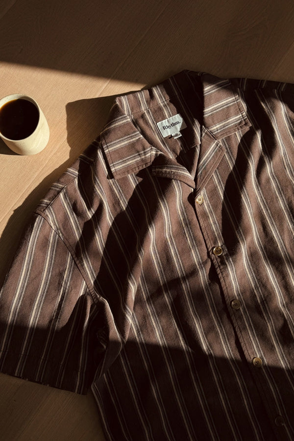 RHYTHM - Baja Relaxed Stripe SS Shirt in Cafe