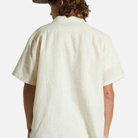 Brixton - Bunker Linen Blend S/S Camp Collar Shirt in Whitecap