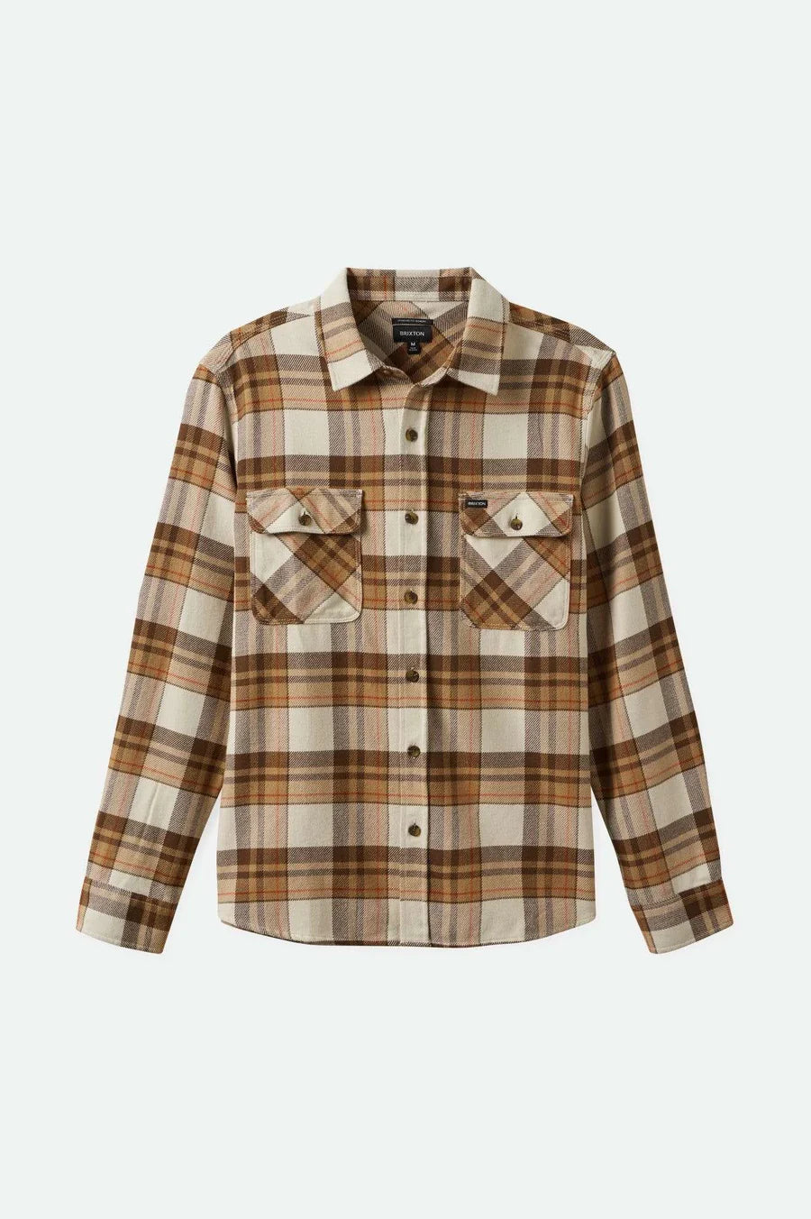 Brixton - Bowery Flannel Shirt in Whitecap/Sand/ Pinecone Brown