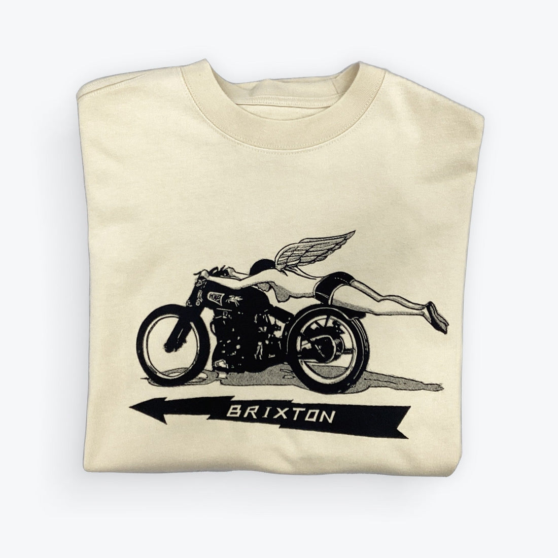 Brixton - 20th Anniversary Flyer HW Relaxed Tee in Cream Classic Wash