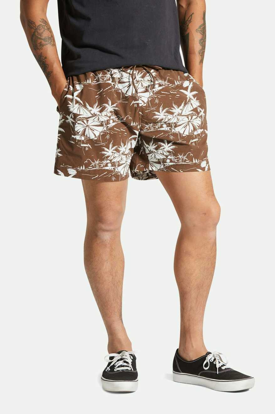 BRIXTON - Voyage Short 16" in Sepia Umbrella Scene