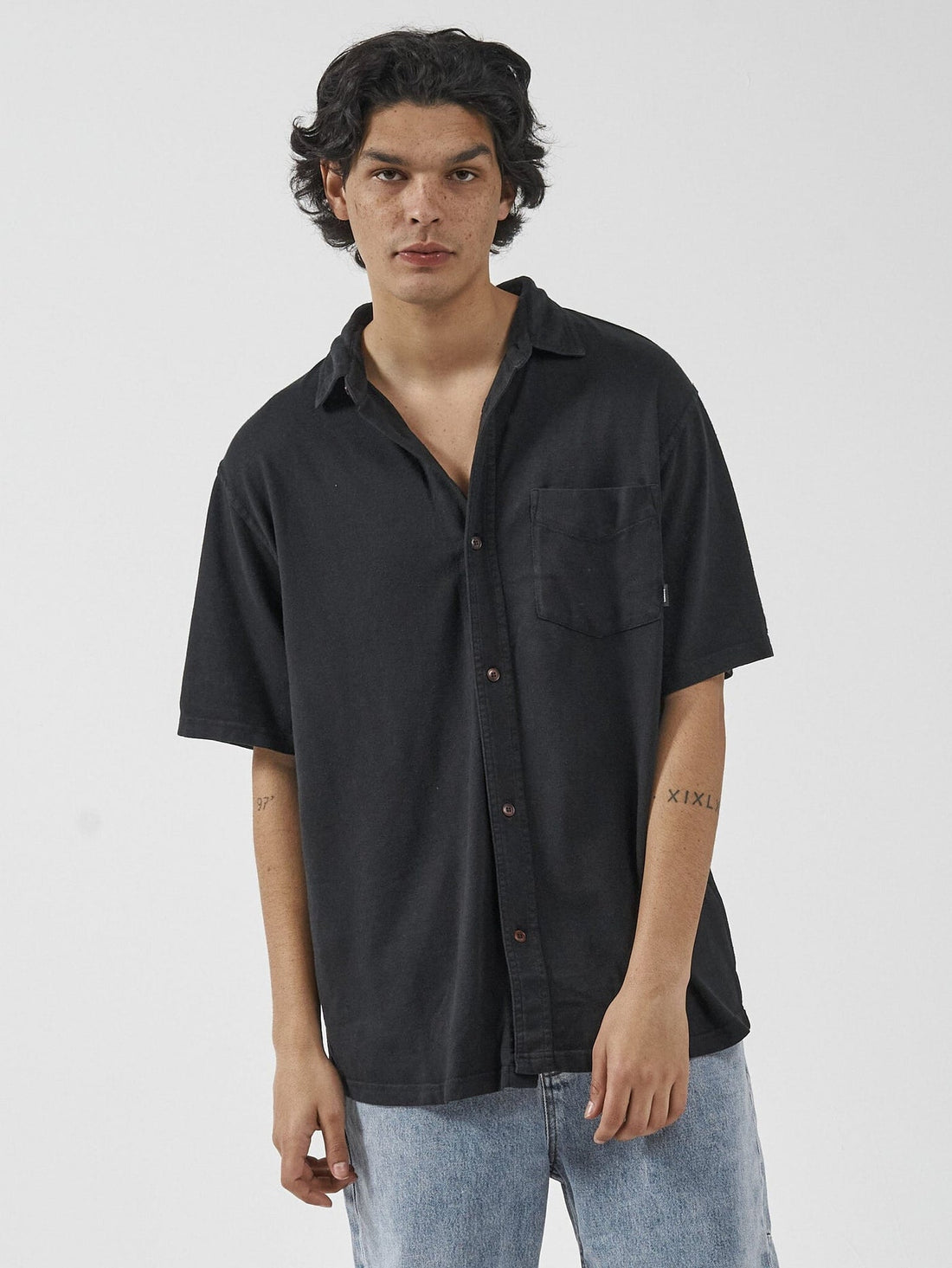 Thrills - Hemp Thrills Oversized Short Sleeve in Jersey Shirt in Black